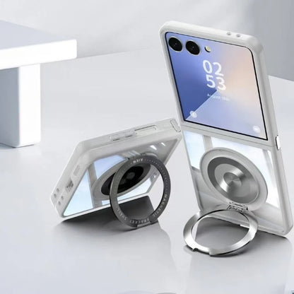 Z Flip 7 Transparent Candy Color Case with Magnetic Rotating Ring & Shockproof Protection